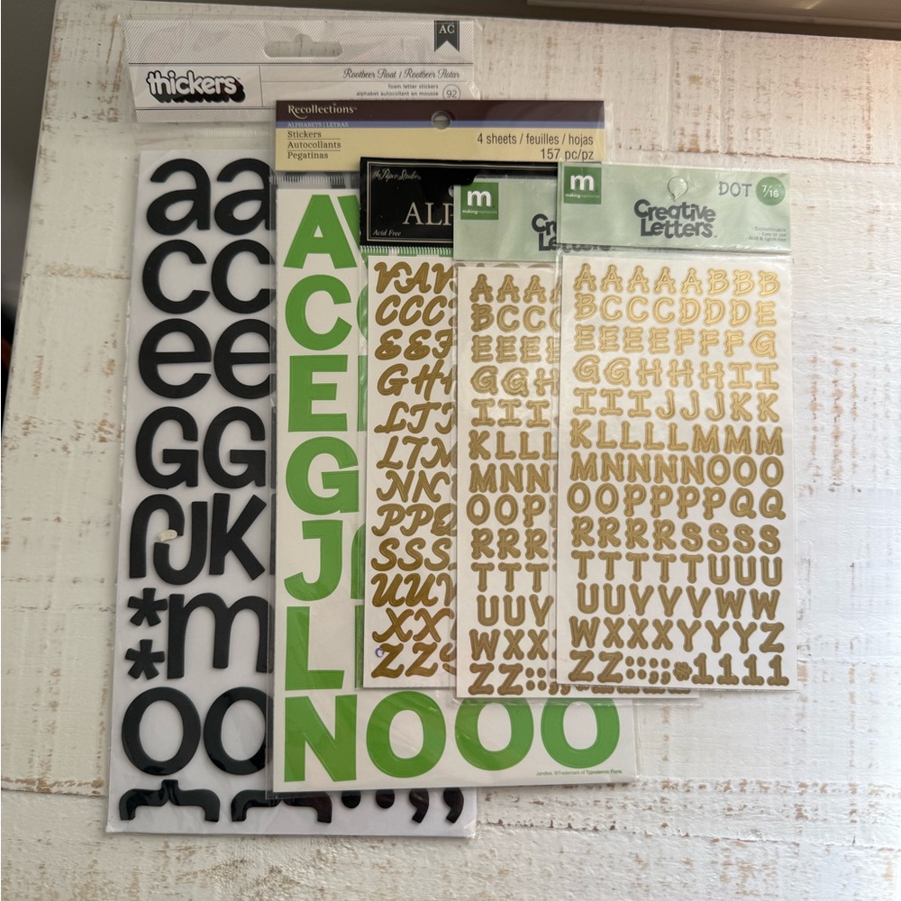 Assortment of Alphabet Stickers. Set of 5 Brand new! NWT